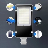 Proiector LED pentru stalp, casa, perete cu suport metalic inclus, Flippy, 38,5 cm x 14,2 cm, Rezistent la Apa IP65, cu Panou Solar, 240 COB LED, 50 W, Senzor de lumina, Timer, cu Telecomanda, intensitate reglabila, kit montaj inclus, Lumina Rece