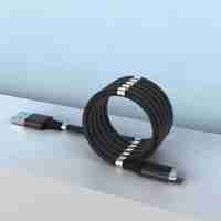 Cablu de incarcare rapida, Flippy, Type C, cu absorbtie magnetica, 1 m, Negru