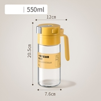Dispenser pentru Ulei, Flippy, Deschidere si Inchidere Automata a Rezervorul, cu Inductie Gravitationala, 550 ml, 12x7.6x20.5 cm, Galben