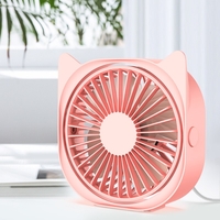 Mini ventilator pentru birou cu usb, Vafy, rotire 360 grade, 3 viteze, 13.5 x 12,8 cm, Roz