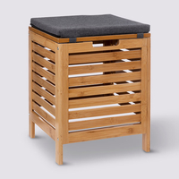 Taburet multifunctional 5Five Sicela, spatiu depozitare, bambus, 35x35x49 cm, bej