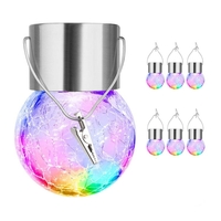 Lampa Solara Flippy, LED, Tip Candelabru Mic, Cu Bila Din Sticla Crapata, Exterioara, Impermeabila, Iluminare 6-12 H, Multicolor