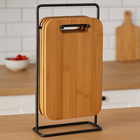 Set 4 platouri tapas 5Five din bambus cu suport metalic, 15x7x27 cm, natur