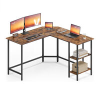 VASAGLE Birou de colt in forma de L, cu 2 rafturi de depozitare, 130x130x76 cm, industrial, maro rustic