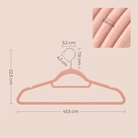 SONGMICS Set de 50 de umerase pentru haine, anti-alunecare cu catifea, bara de cravata si carlig pivotant, 43,5 cm, roz deschis