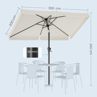 SONGMICS Umbrela de gradina cu manivela, UPF 50+, inclinare 30°, structura metalica, 300x200 cm, bej