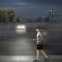 Aplica Solara De Exterior LED Flippy, 13.5 cm x 8 cm, 150 Lumeni 60 LED 18W, IP65, 3 trepte de lumina, Senzor de Lumina, FORMA ARC, Alb Rece