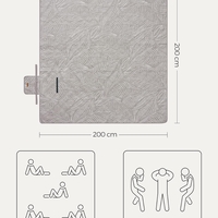 SONGMICS Patura picnic impermeabila 200x200 cm, cu ancore de fixare, pliabila, lavabila, multistrat, kaki cu model tropical