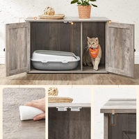FEANDREA Cusca pentru pisici tip comoda, cu usi si perete despartitor, 80x53x50cm, gri