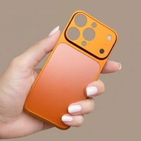 Carcasa Metalica, Vafy, Compatibila Apple iPhone 15 Pro Max, Creeaza Aspect de iPhone 17 Pro Max, Unibody Mat, Rezistenta la Zgarieturi, Portocaliu