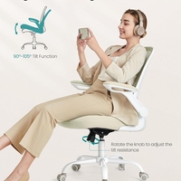 SONGMICS Scaun de birou ergonomic reglabil cu spatar mesh si suport lombar, maxim 120 kg, 64x64x107 cm, bej