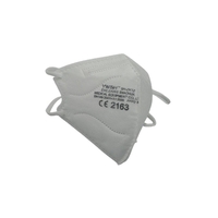 Set 50 bucati Masca de protectie faciala pentru copii, Flippy®️, de unica folosinta, FFP2 CE 2163, 5 straturi, nesterila, ambalaj individual, Copii, Alb