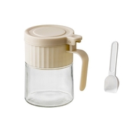 Recipient Condimente, Vafy, din Stilca, 180 ml, cu Maner si Lingurita, 10.6 x 7 x 7 cm, Capac Mat, Alb