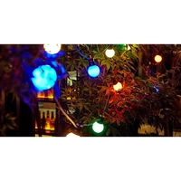 Instalatie Craciun, 5 metri, 10 Becuri LED rotunde, pentru exterior cu incarcare la sursa de curent, Vafy