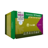 Instalatie Craciun Profesionala de Exterior IP65, Tip Perdea, 5m x 2m, 1000 Led-uri Mari, Alb rece, cu flash, Alimentator si prelungitor 6,5 m, Interconectabila, Fir negru, Vafy
