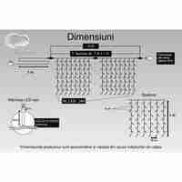 Instalatie Craciun, Tip Perdea, IP44, 6 m x 1 m, 360 LED-uri, Albastru, 8 jocuri de lumini, Transformator cu telecomanda, Interconectabila, Prelungitor 3 m inclus, Fir transparent, Interior/ Exterior, Vafy
