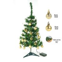 Brad Artificial Impodobit, 60 cm, suport plastic, cu instalatie luminoasa 20 LED alb cald + 20 globuri aurii incluse, Flippy