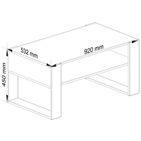 Masuta de cafea Domi cu raft inferior, blat laminat, 92x50x45 cm, stejar craft si alb