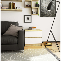 Noptiera cu 2 sertare din PAL laminat 16 mm, 60x40x55 cm, stejar artisan si alb