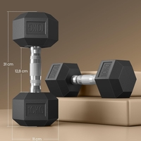 SONGMICS Set gantere hexagonale 2x10 kg, antrenament fitness si forta, 31x11 cm, negru