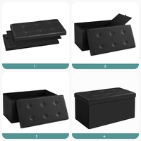 SONGMICS Taburet pliabil cu sezut moale, spatiu de depozitare 80litri, maxim 300kg, 76x38x38cm, negru