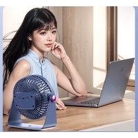 Ventilator 2in1, Vafy, de Masa/de Perete, Incarcare USB, 3.7 V, 4.5 W, 1200 mAh, 17.5 x 17 x 7.6 cm, Albastru Fumuriu