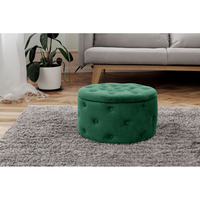 Taburet Alia cu spatiu depozitare, tapitat cu velur, 55x30 cm, verde