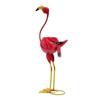 Decoratiune pentru Gradina, Vafy, Flamingo pentru Gradina cu Suport pentru Plante Flori, Ornament de Ghiveci de Flori, Model Flamingo, din Fier, 73 x 34 x 22 cm, Roz