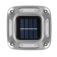 Lampa solara LED pentru gradina, Flippy, Set 4 Bucati, 8 LED-uri, Prindere de Perete / Impamantare, IP65, forma patrat, ABS si Policarbonat, 9 x 9 cm, baterie 1.2V, 600 mah, Alb Rece, Gri