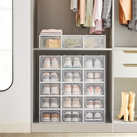 SONGMICS Cutii de pantofi, set de 18 organizatoare stivuibile, structura rezistenta ABS, 34x23x14cm, transparent