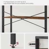 VASAGLE Biblioteca cu 5 etaje din lemn, cadru otel, stil industrial, 30x66x153cm, maro rustic si negru