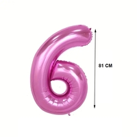 Balon din Folie Flippy, Cifra 6, 81 cm, Pentru Aer sau Heliu, Bulk, Mov