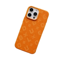 Carcasa Magnetica, Vafy, Compatibila Apple iPhone 15 Pro Max, din Fibra de Carbon, Litere Fosforescente, Portocaliu