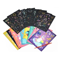 Set 9 Planse Razuibile, Flippy, Scratch ArtCards, +3 Ani, de Razuit si de Colorat, 19 x 14 cm, Model Spatiu Cosmic, Multicolor