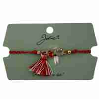 Martisor Bratara Ciucure, Jolie, Snur Rosu Reglabil, cu Pandantiv, Model Infinit Fluturas