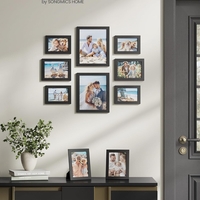 SONGMICS set rame foto 10 buc, 28x24 / 21x16 / 18x13 cm, negru, montaj perete sau birou, MDF si plastic