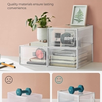 SONGMICS Cutii de pantofi, set de 18 organizatoare stivuibile, structura rezistenta ABS, 34x23x14cm, transparent