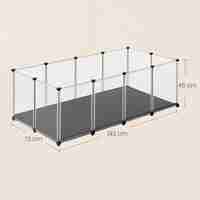 SONGMICS Tarc animale mici modular cu placi de baza si covoras impermeabil, 143x73x46 cm, transparent