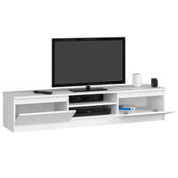 Comoda TV cu 2 usi si rafturi centrale, PAL laminat, 160x40x33 cm, alb mat