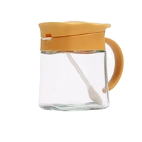 Recipient Condimente, Vafy, din Stilca, 180 ml, cu Maner si Lingurita, 11.3 x 8.2 cm, Capac Ondulat, Galben