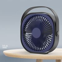 Mini ventilator pentru birou cu usb, Vafy, rotire 360 grade, 3 viteze, 4000 mA, 13.5 x 12,8, Albastru