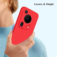 Husa de Protectie, Vafy, pentru Huawei Pura 70, Liquid Silicone, cu Microfibra pe Interior, Protectie Antisoc, Compatibil Incarcare Wireless, Rosu
