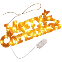 Instalatie LED de Craciun, Vafy, Litere 3D, Merry Christmas, Lumina Calda, 27.5 x 10.5 x 1.4 cm, Galben