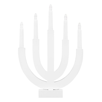 Decoratiune luminoasa tip sfesnic, din lemn, 39 cm, lumina calda, alimentare cu baterii, alb