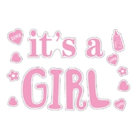Sticker Autocolant, Vafy, Tematica Gender Reveal, Model Scris It's a Girl, 19.5x27.5 cm, Roz