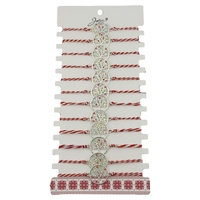 Bratara Martisor pentru Dama, Jolie, Model Copac Multicolor, Set 12 bucati, Pandativ Argintiu din Inox cu Elemente Multicolore, Snur Alb/Rosu