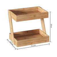 Etajera colt 5Five pentru bucatarie, 2 niveluri, bambus, 26x22x31cm, maro natural