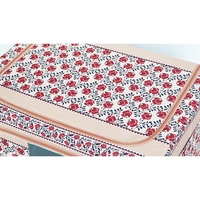 Cutie de Depozitare Pliabila, Flippy,100 L din Bumbac si In, 60X42X40 cm, Fereastra Frontala, 2 Usi de Acces cu Fermoar Bidirectional, Cadru Metalic, Suport Baza Stabil din Plastic, Motiv Traditional Model 4