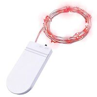 Instalatie Craciun, 1 metru, 10 LED-uri, Rosu, cu baterii, fir cupru, liniar, interior/exterior, Vafy