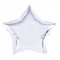 Balon din Folie Metalizata, Flippy, Figurina Stea, Model Simplu, Tematica Aniversare, 40 cm, Ambalaj Individual, Pai Inclus, Umflare cu Aer sau Heliu, Argintiu